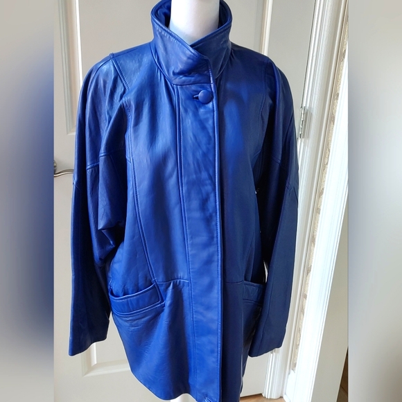 Leather royal blueish/purple coat - Picture 1 of 8